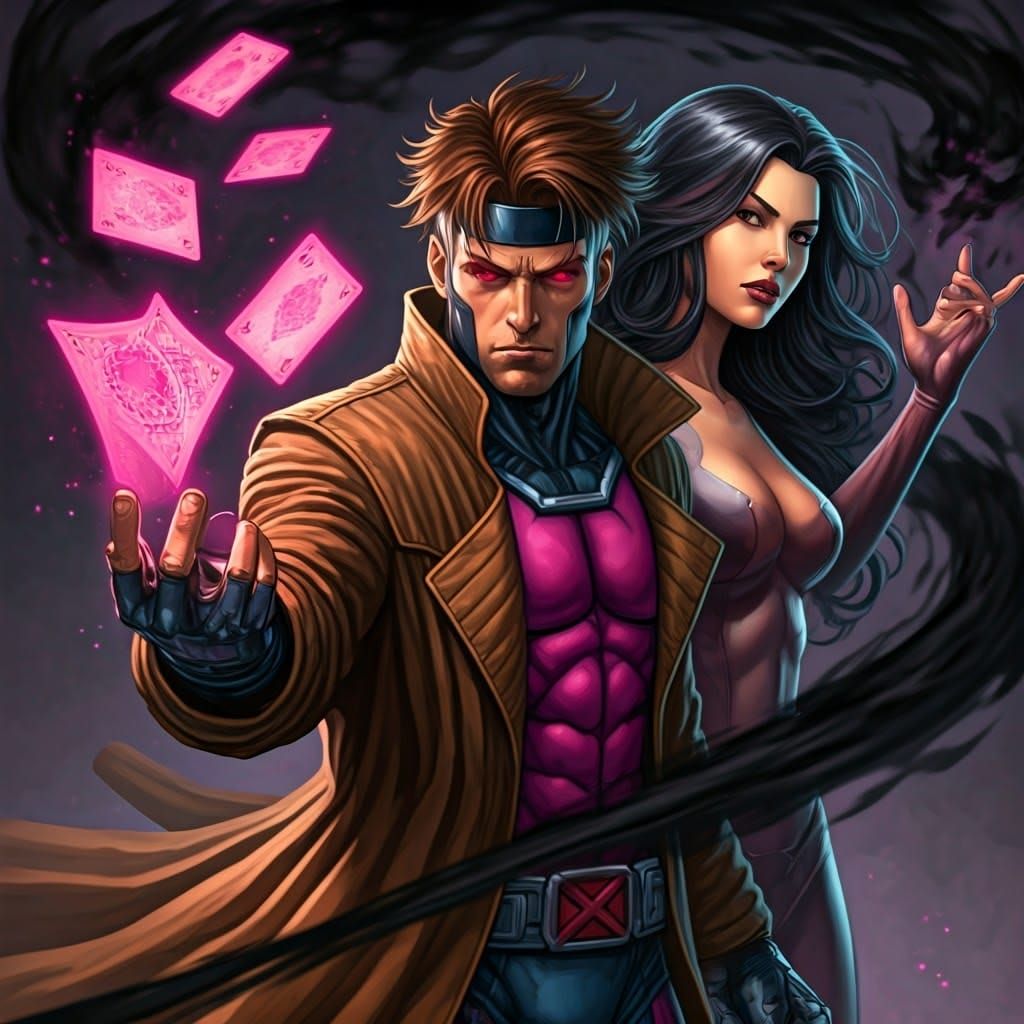 Gambit Unleashes Magenta Magic in a Dazzling Comic Book Cove...