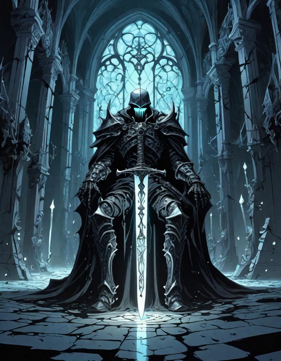 Evil Death Knight in Throne Room, Anime Style