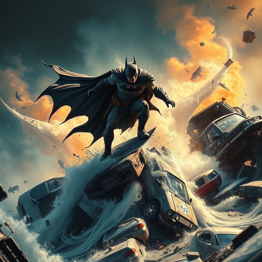 Gritty Dark Knight Riding a Tsunami of Twisted Metal