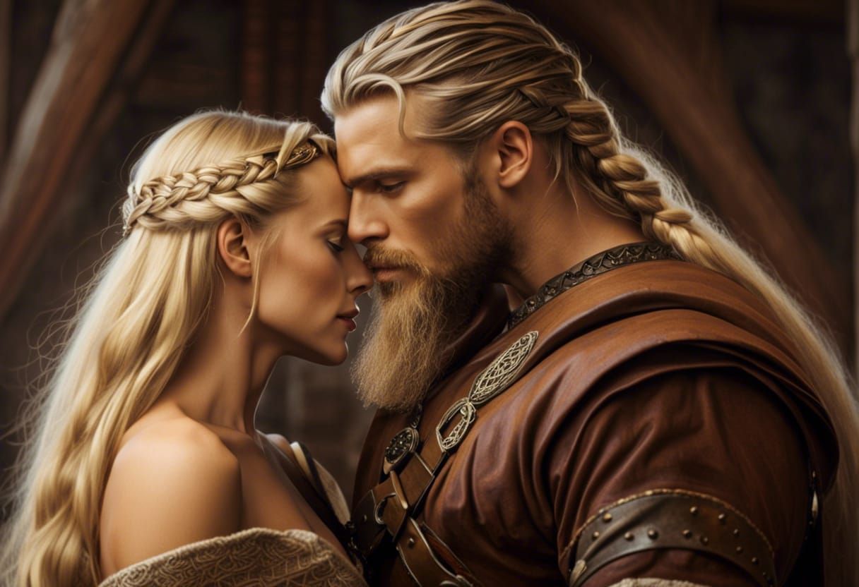 Romantic Viking Moment in Hyperdetailed 16k Resolution