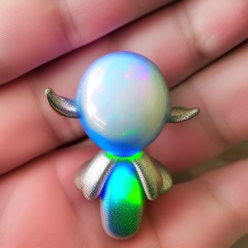 Opal Alien Figure in Space with LED Lights