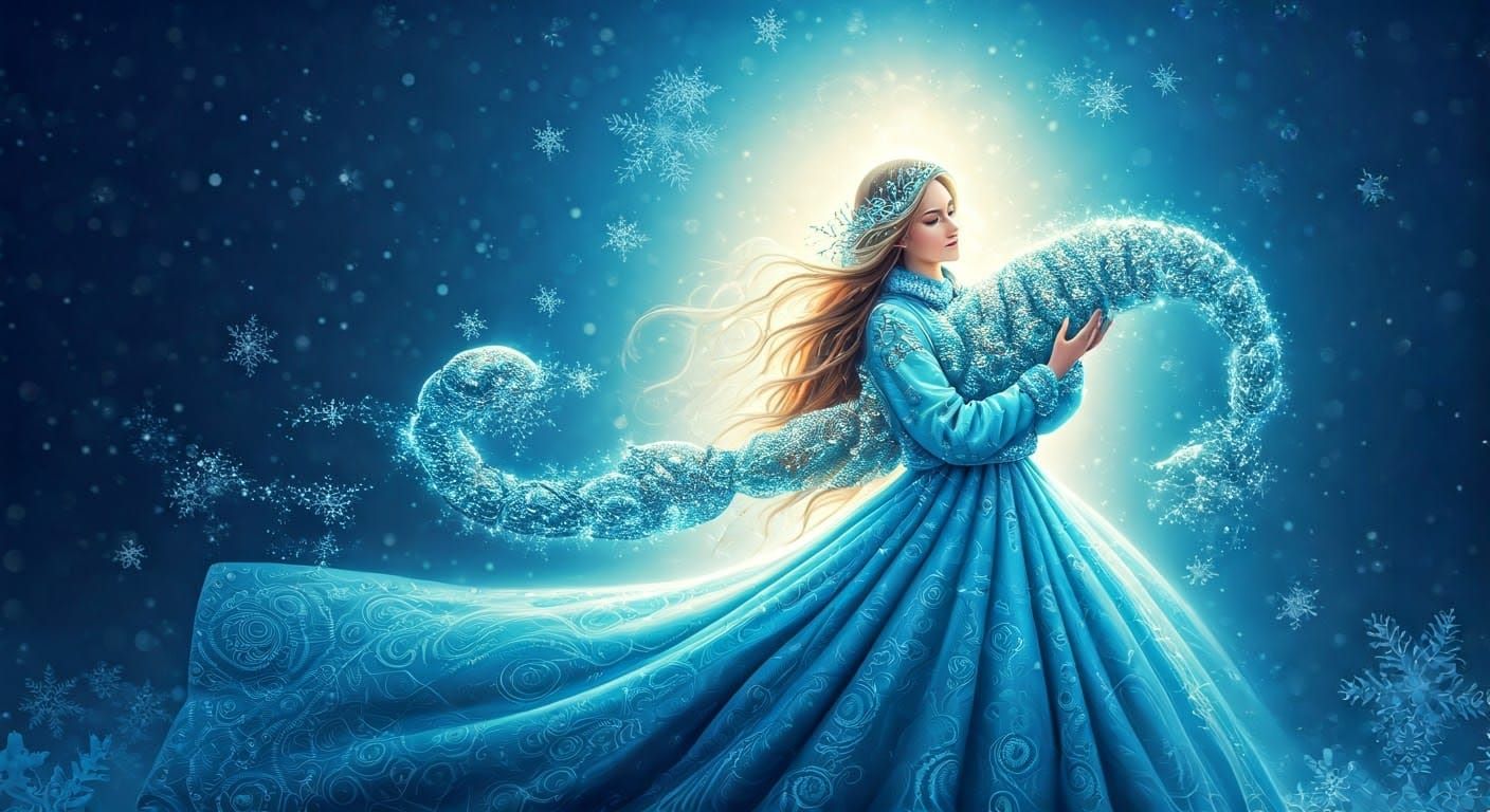 Maiden with Scorpio in Slavic Folklore Style