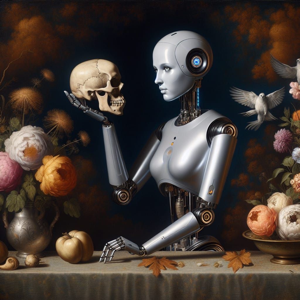 Droid Fortune Teller with Skull in Dutch Still Life