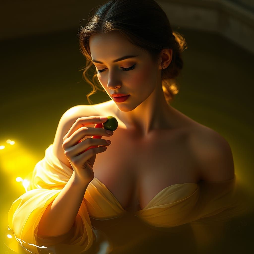 Olive Oil Goddess in Art Nouveau Style