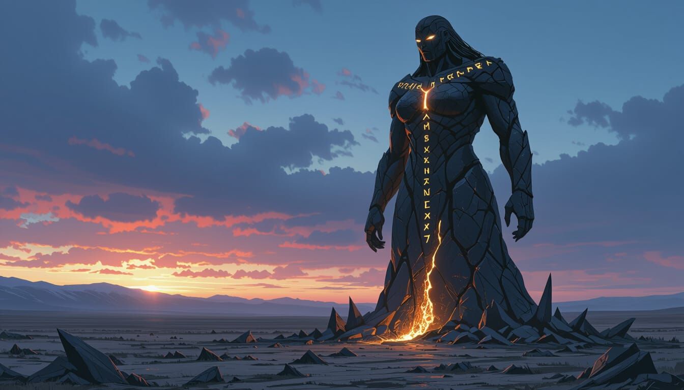 Obsidian Giant Sentinel in Twilight