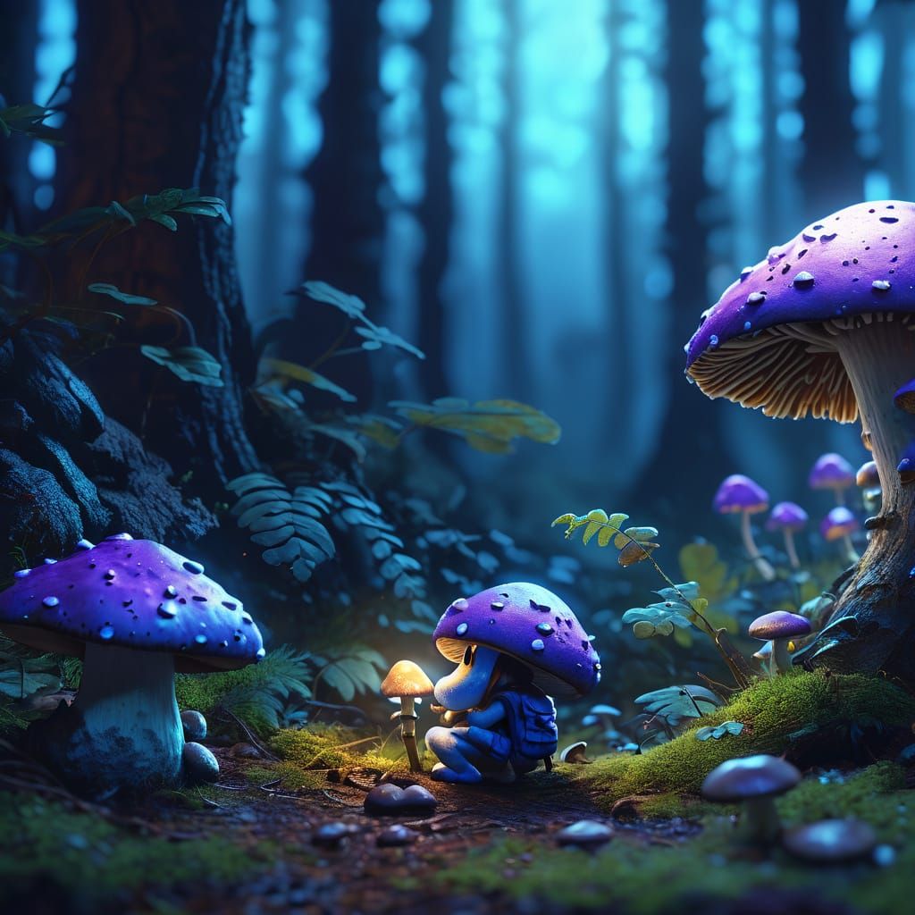 Mushroom Chomper in a Vibrant Oil Painting