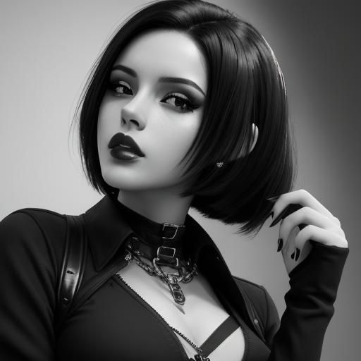 Gothic Latina Portrait in Black and White