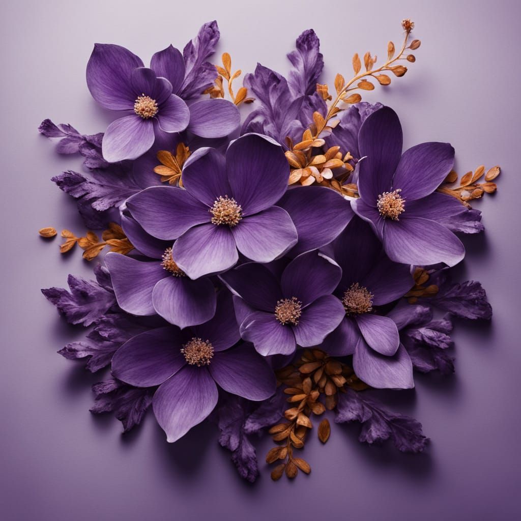 Surreal Amethyst Floral Design in Abstract Style