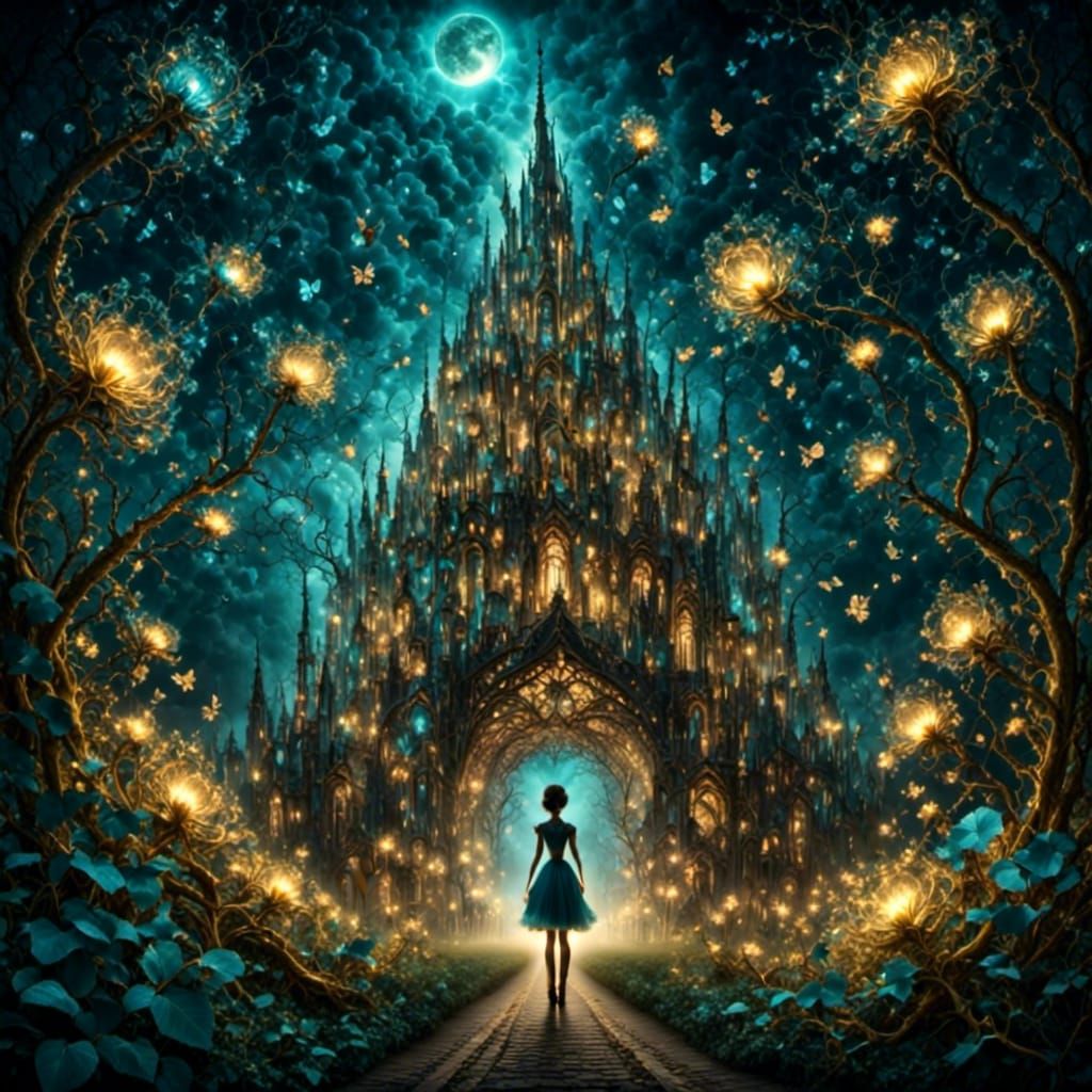 Luminescent Dreamy Waterfalls: AI Generated Art