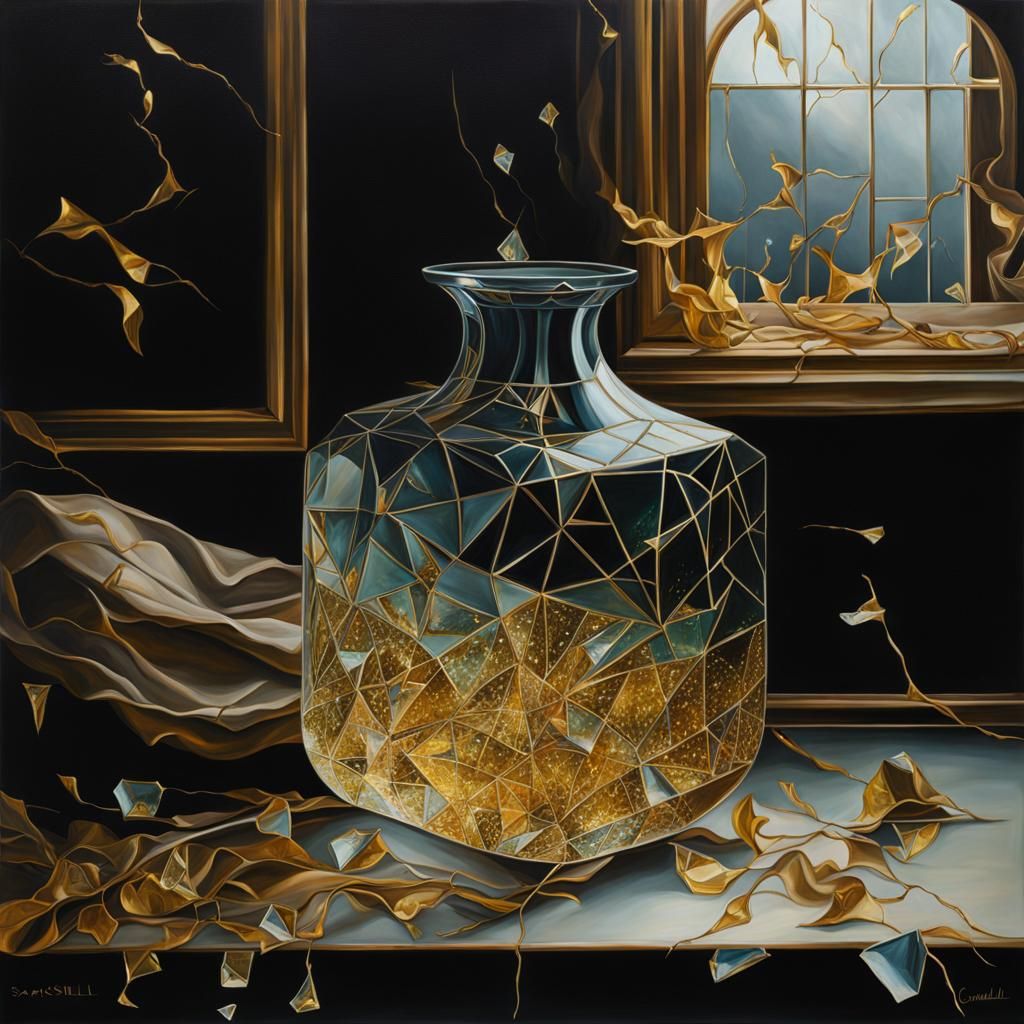 Broken Glass in Surrealist Style