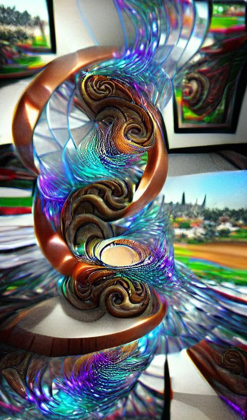 Iridescent Fractal Vortex in Art Nouveau Style