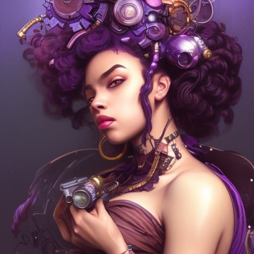 Steampunk Princess Portrait in Art Nouveau Style