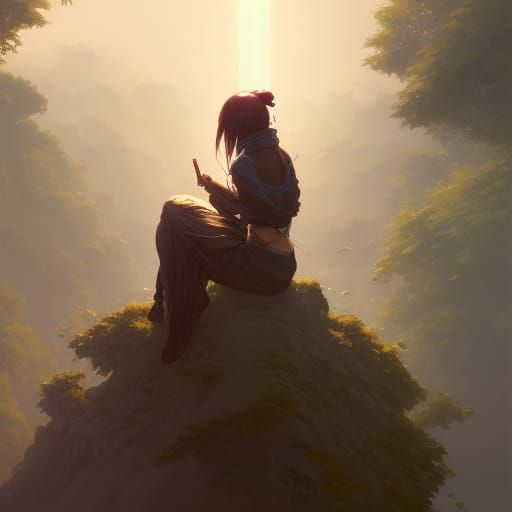 ninja sitting in a tree after work