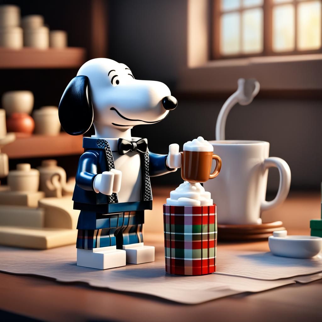 Snoopy Minifigure Drinks Hot Chocolate