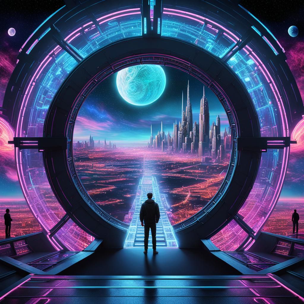 Surreal Neon-Gothic Cyberpunk Portal to Dream Vista
