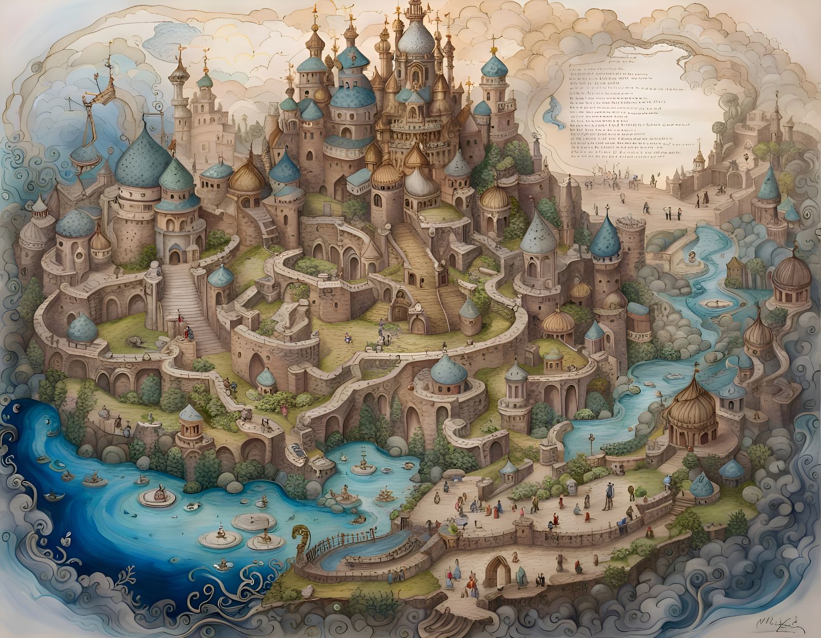 Faerie Kingdom: Detailed Fantasy Map in Mixed Media