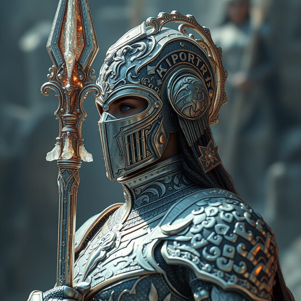 Glistening Salt Crystal Knight in Intricate Impasto Armor
