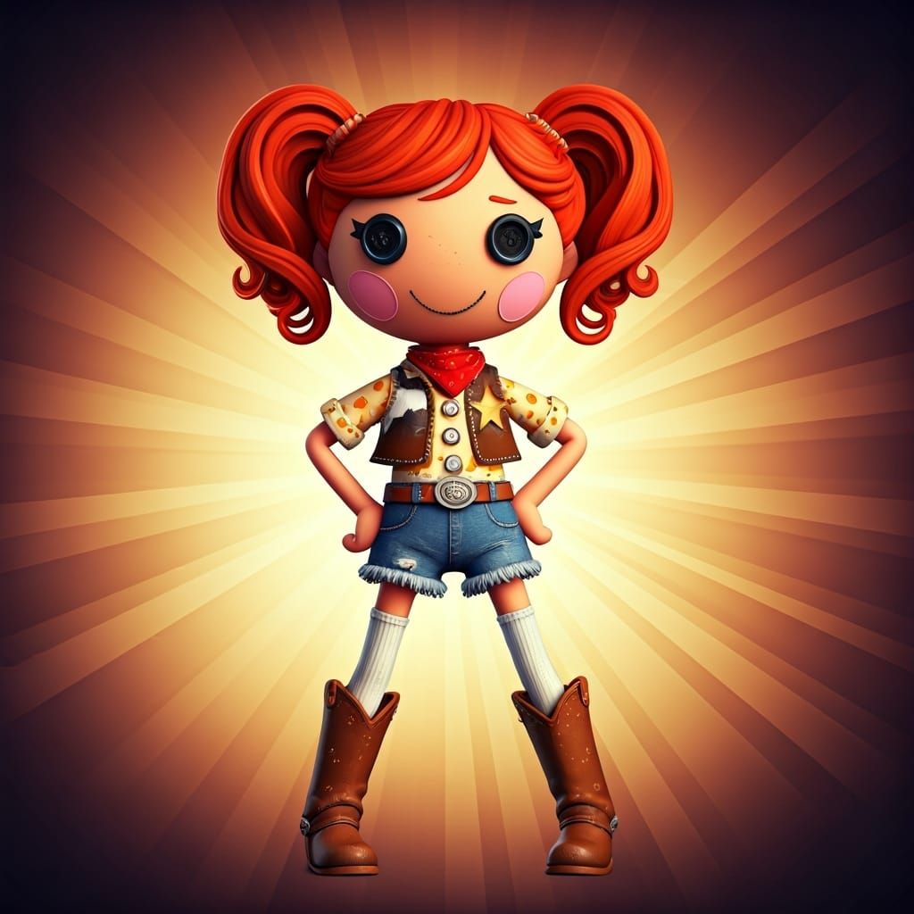 Red-Haired Cowgirl Lalaloopsy in 3D Digital Art