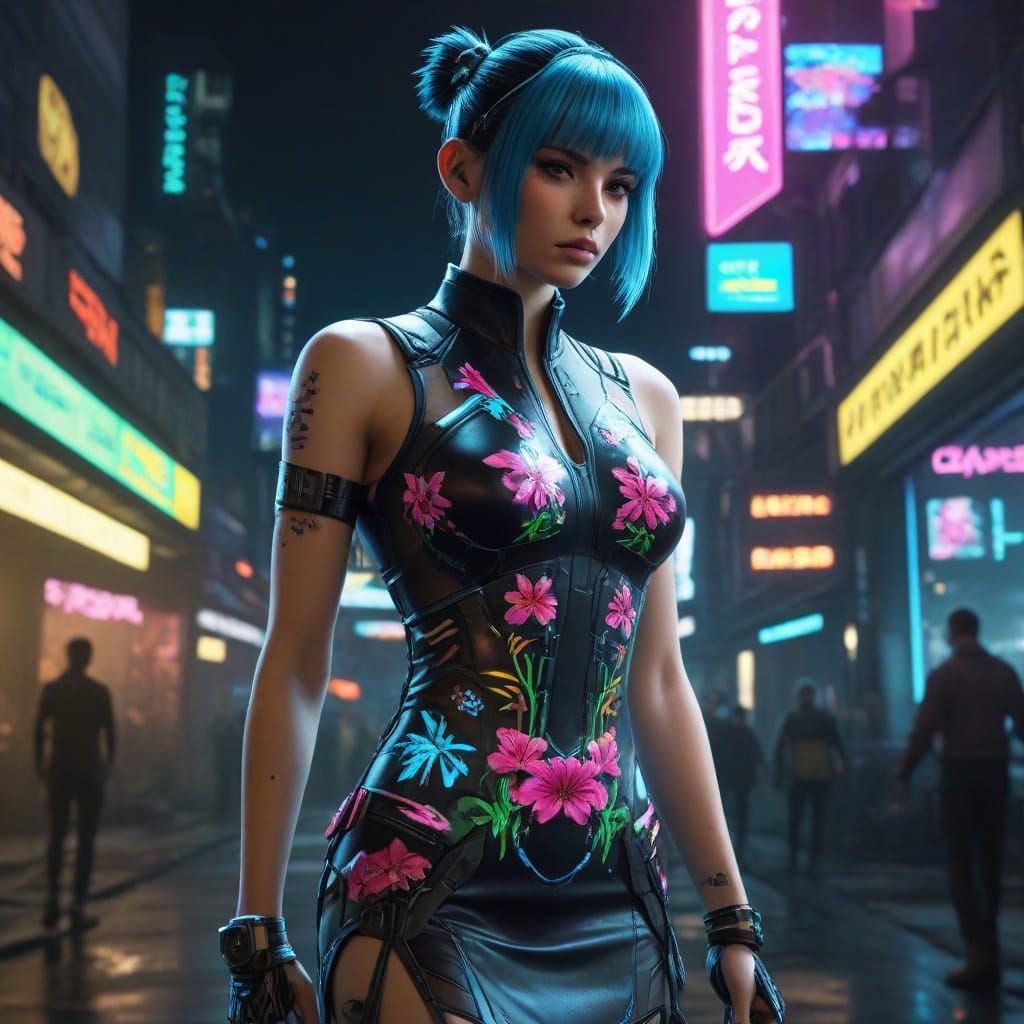 Neon-Lit Animal Forms in Cyberpunk Landscape