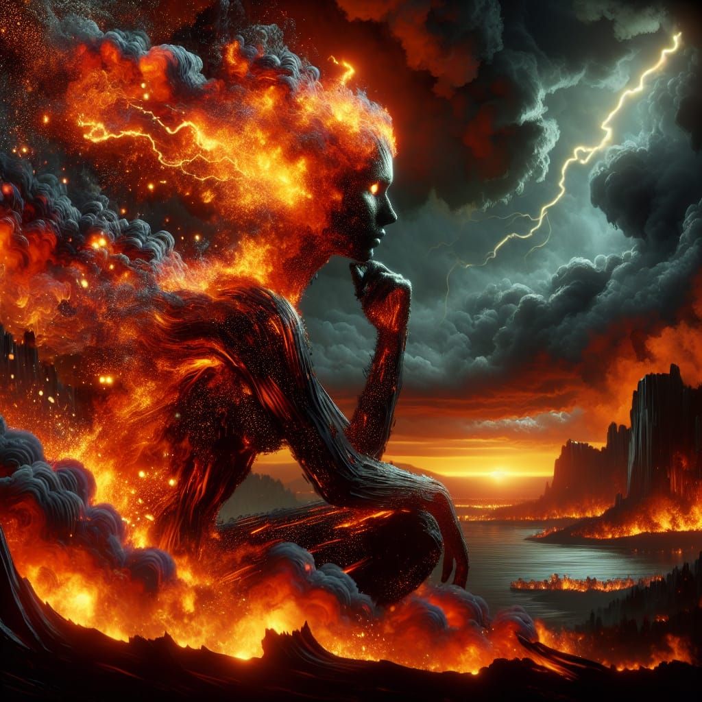 Volcanic Contemplation: Embers of the Mind 🌋🔥