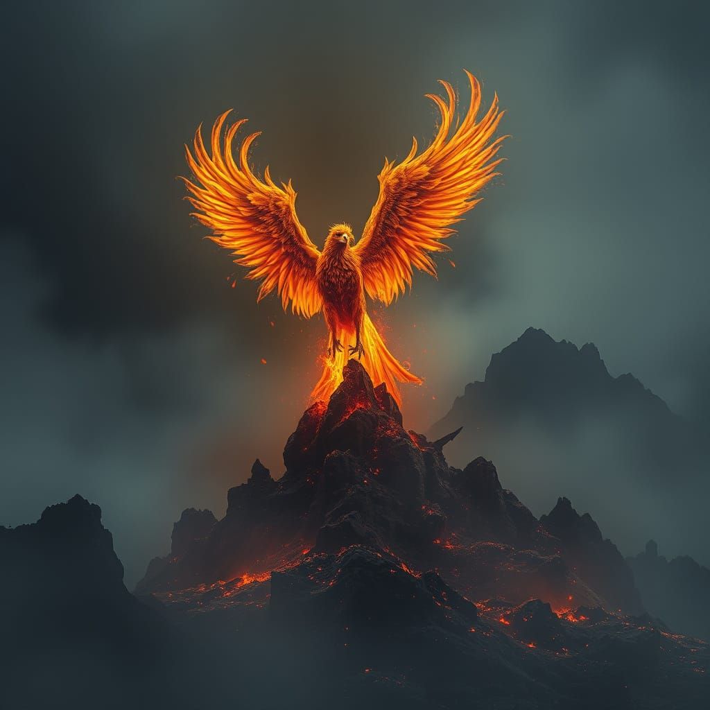 Phoenix Rising: A Dark Surrealist Vision
