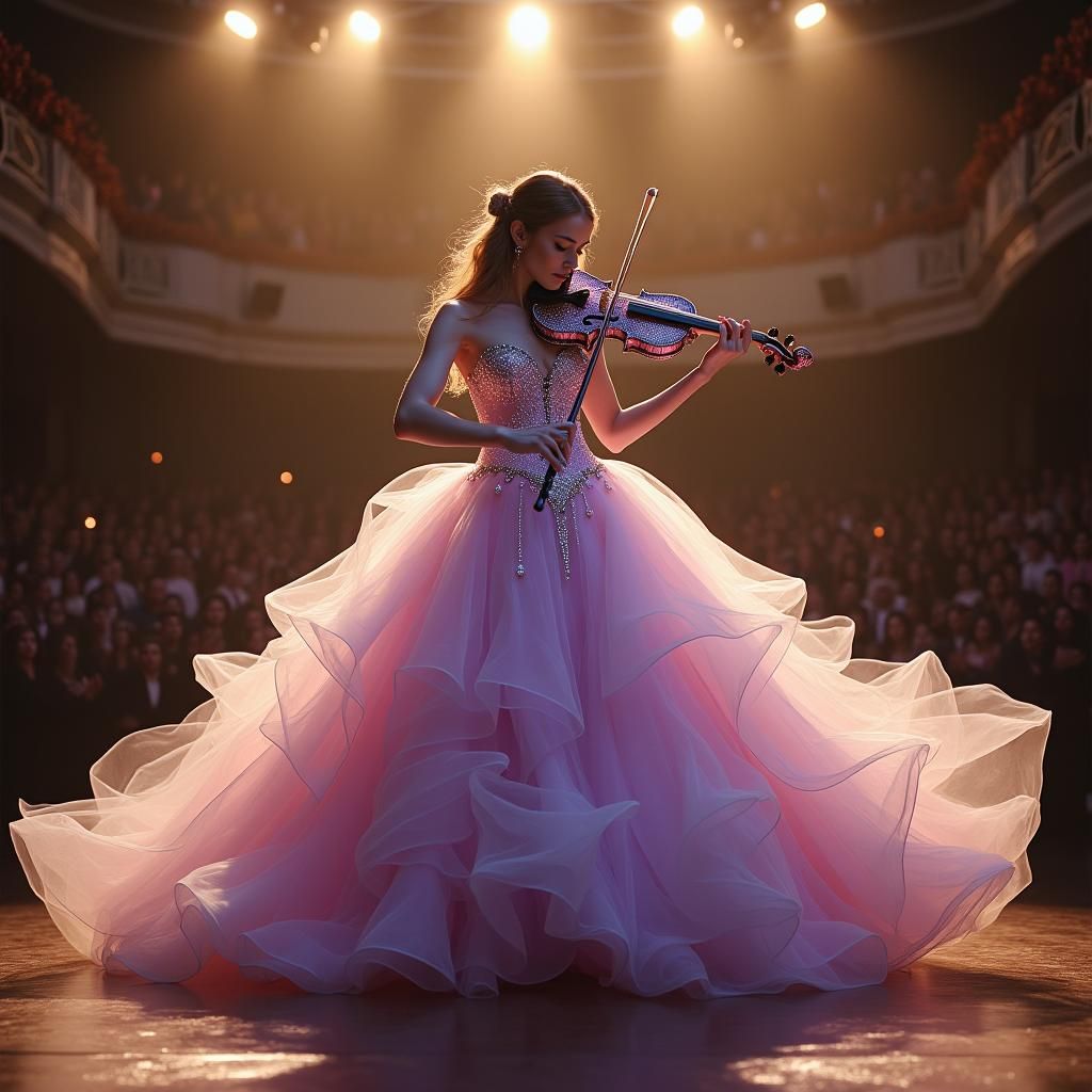 Ethereal Violinist Performance on Stage
