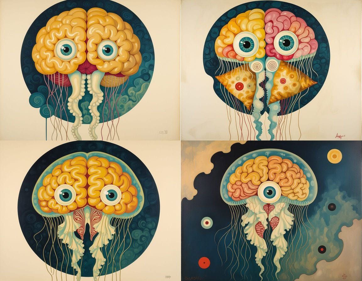 Surrealist Painting: Mythical Jellyfish Brain