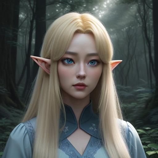 Blonde Girl in Forest: Hyperrealistic Fantasy Art
