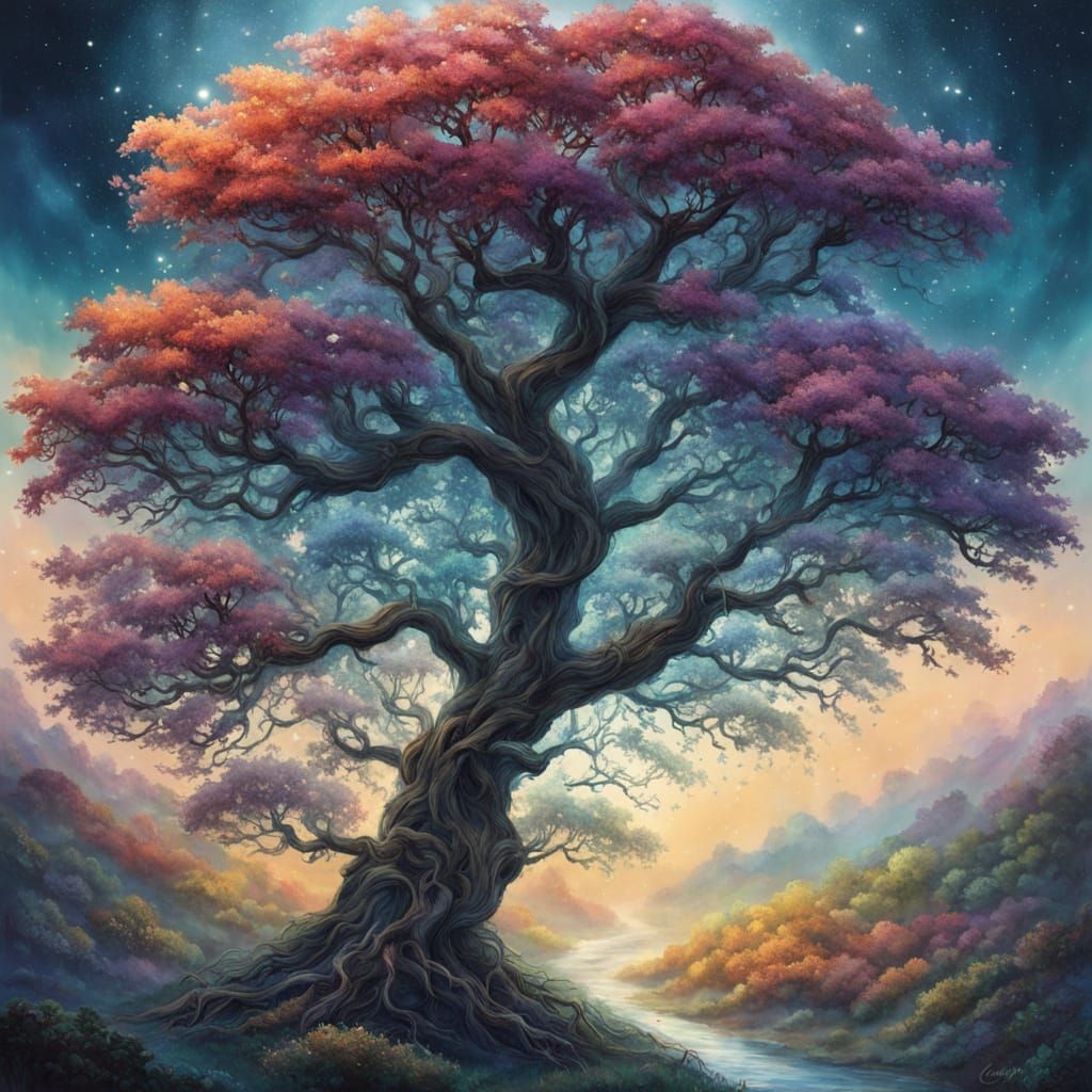Ethereal Tree of Life in Hyper-Realistic 3D Style