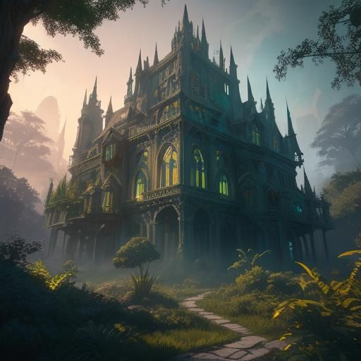 Ethereal White House Concept Art in Fantasy World