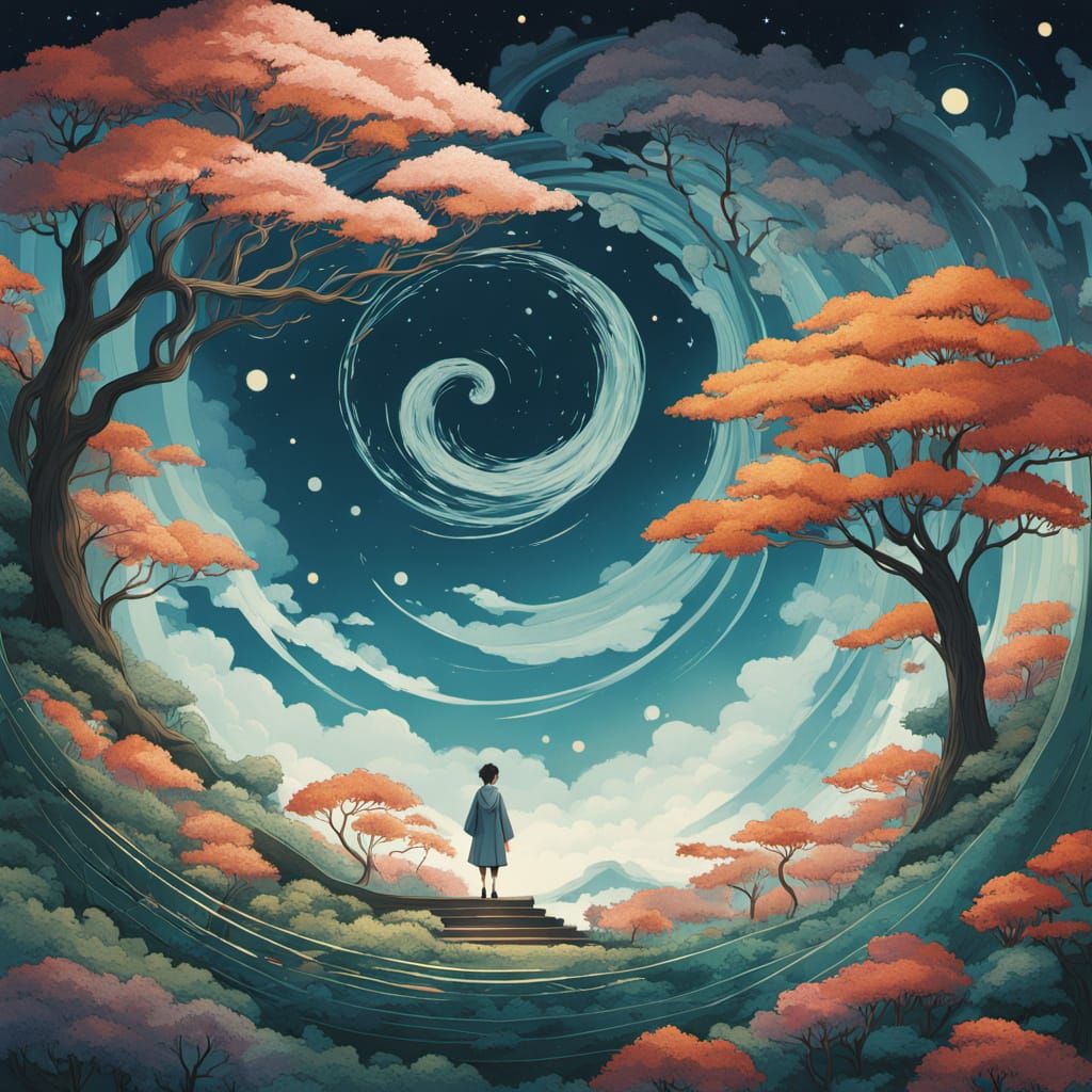 Ethereal Vortex in Traditional Japanese Style