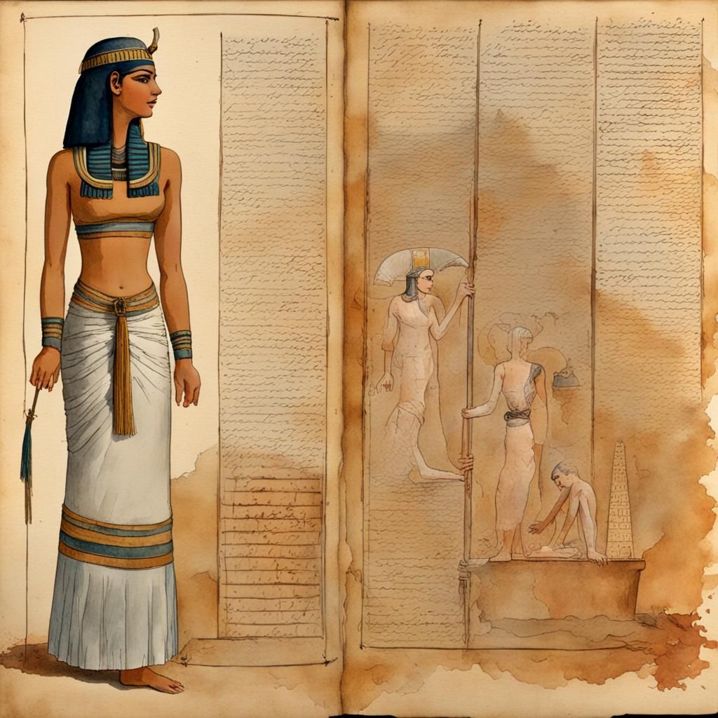 Ancient Egypt Journal Page with Woman and Jar