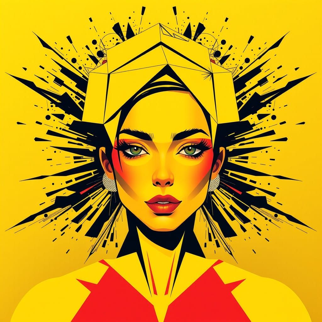 Woman with cubic hair design