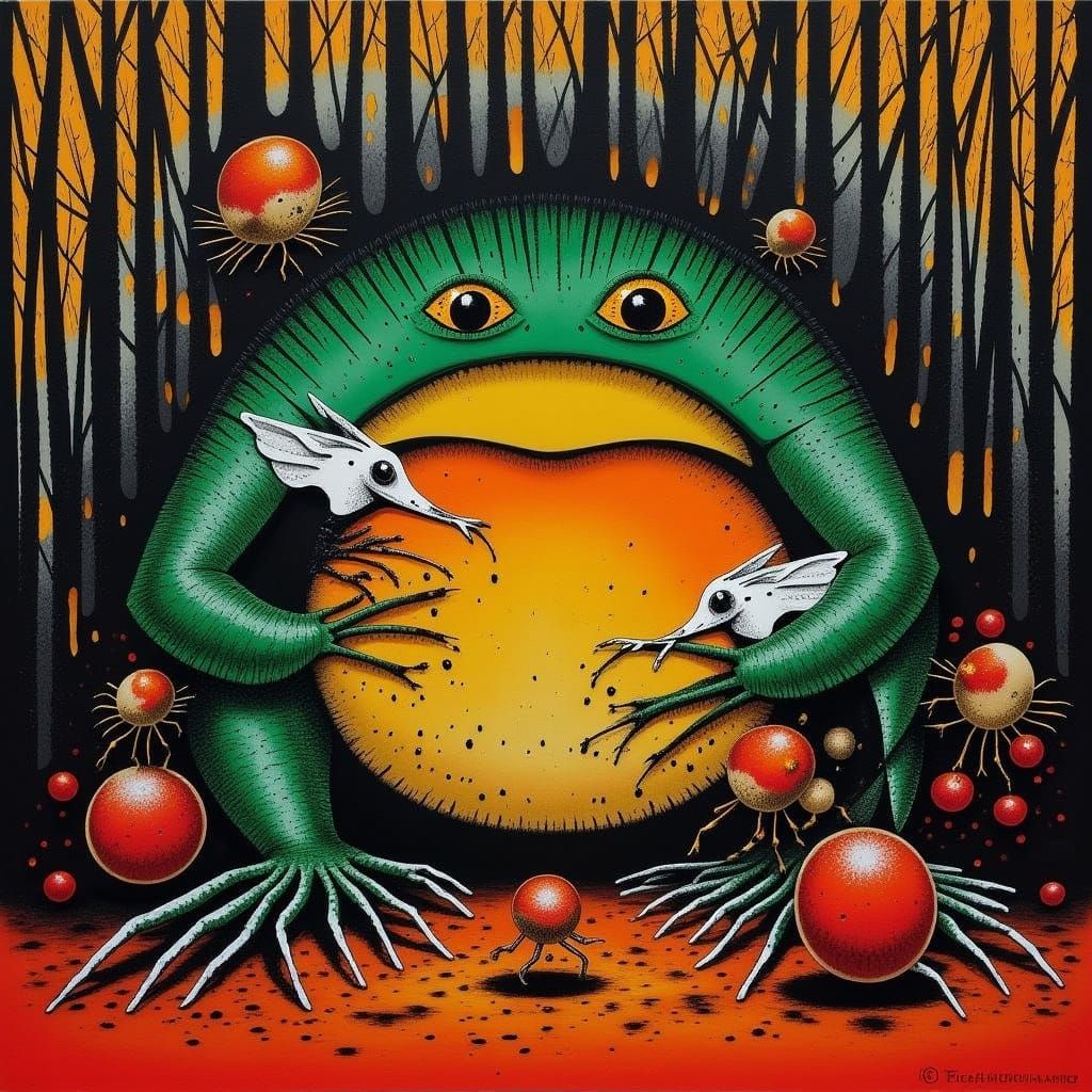 Toad and Fox Bride in Fauvist Style