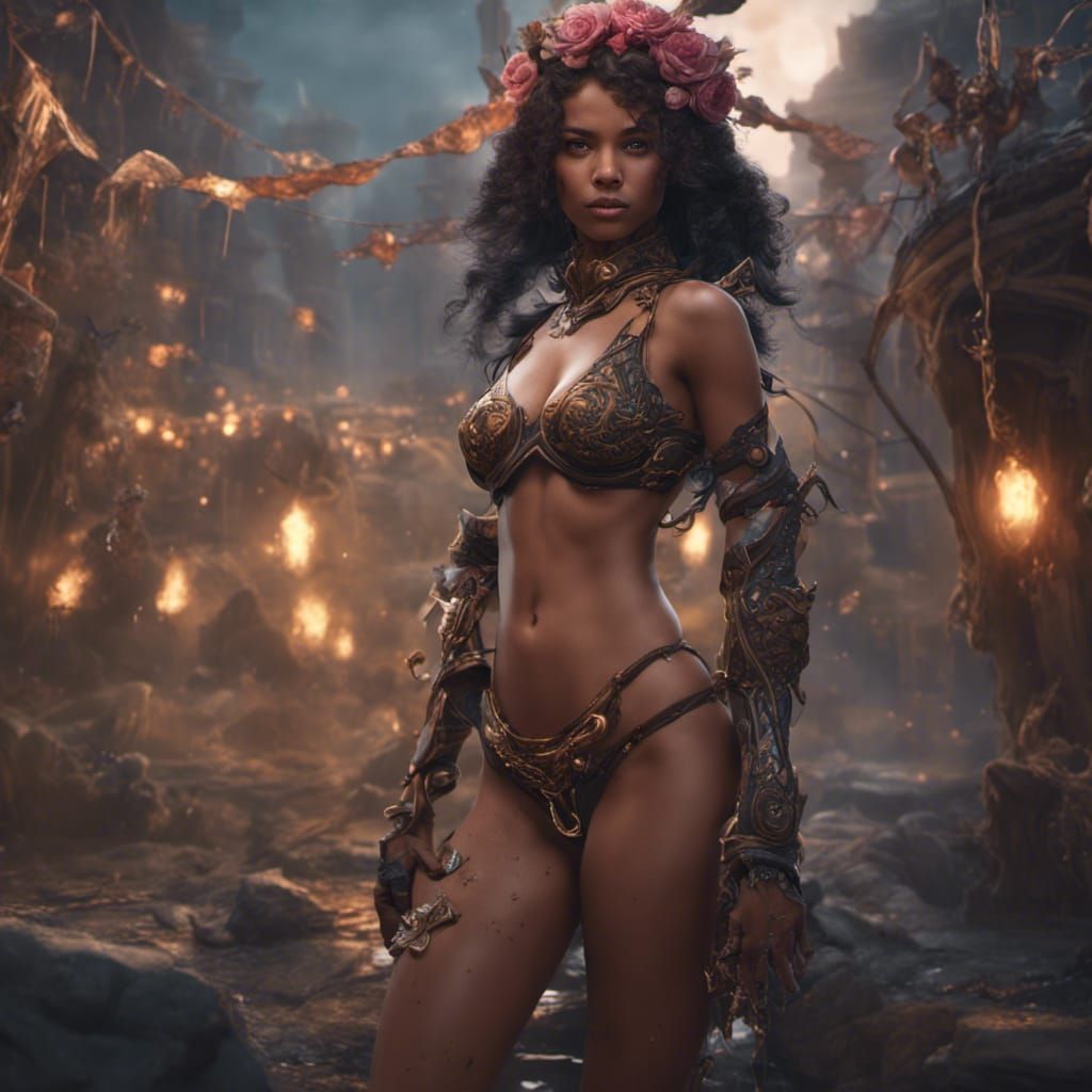 Girl in G-String: Detailed Matte Painting