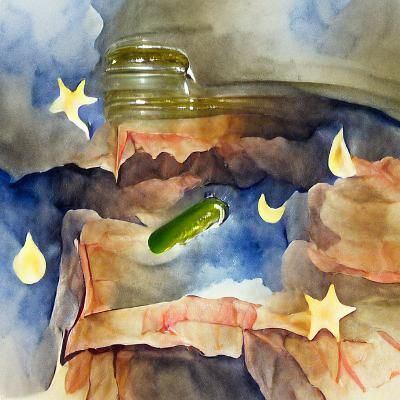 Whimsical Watercolor Character in a Pickle
