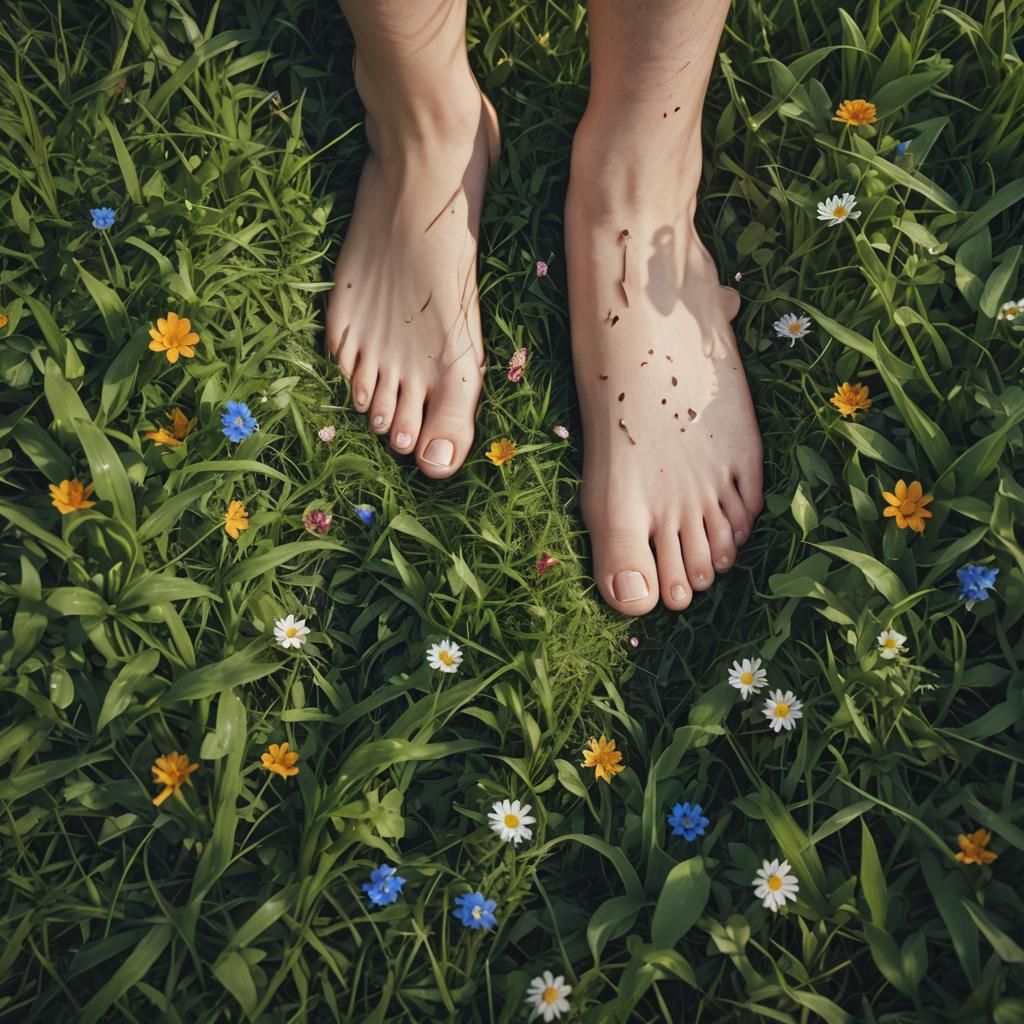 Foot in Grass: Detailed Fantasy Concept Art