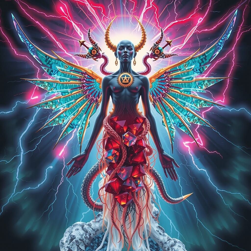 Surreal God of Chaos in Opalescent Lightning Bolts