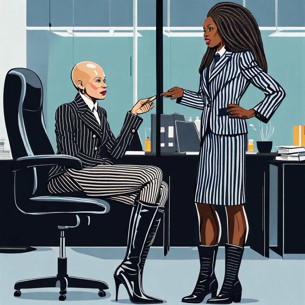 Businesswoman and Crossdresser in Office Photo