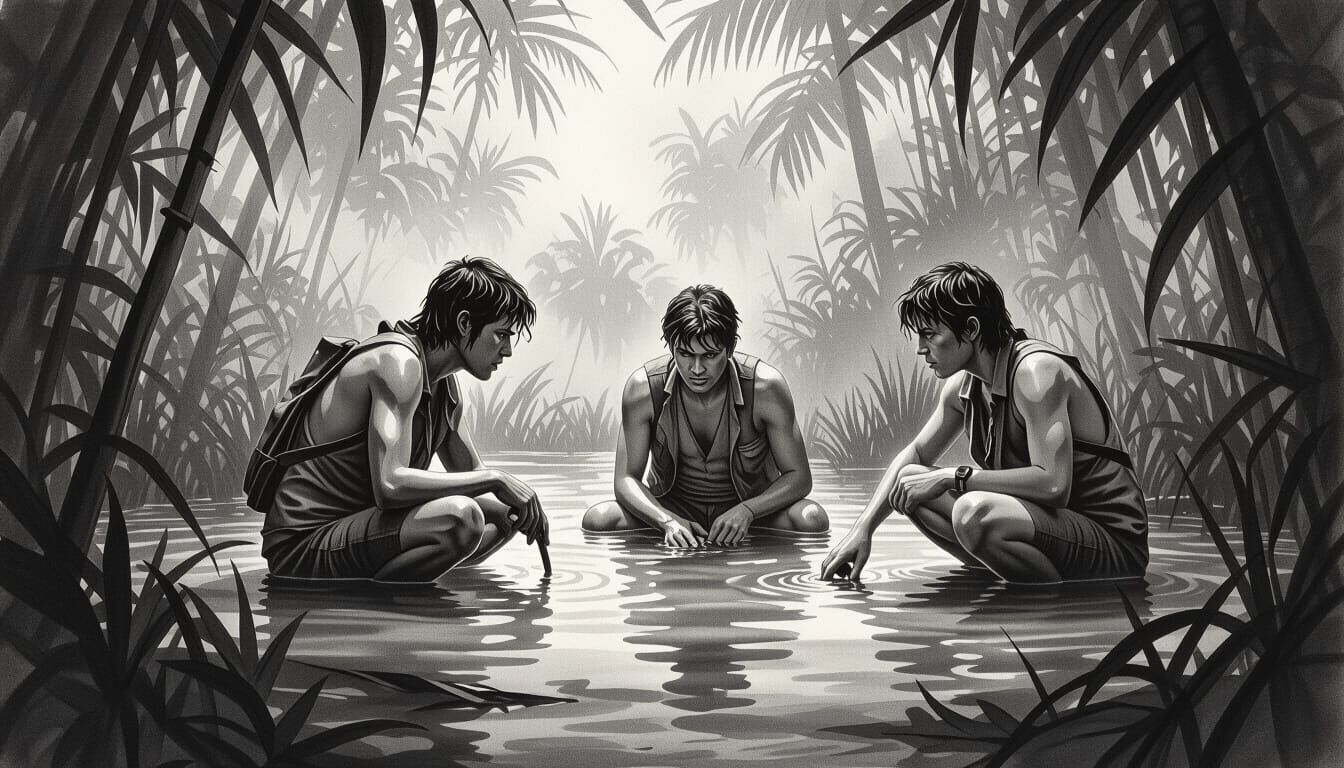 Jungle Guerrilla Soldier in Realistic Pencil and Watercolour