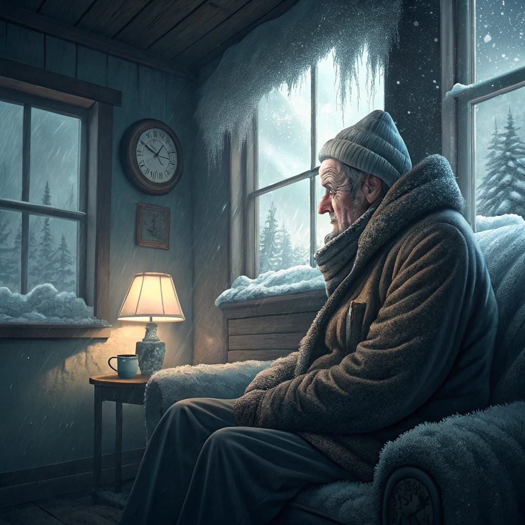 Elderly Person in Freezing Room: Melancholic Realism