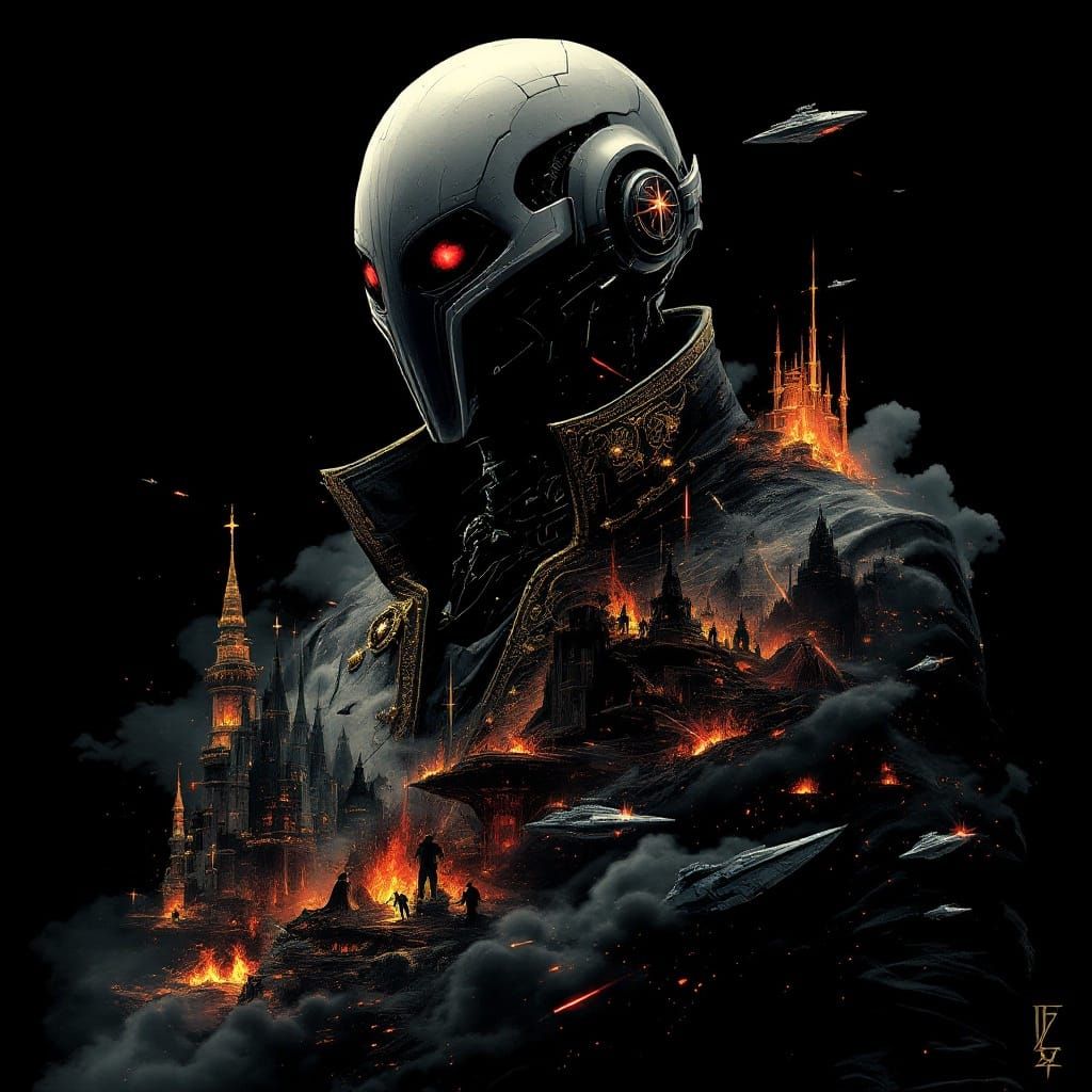 Dark Sith Lord Darth Sixtus in Cyberpunk Style