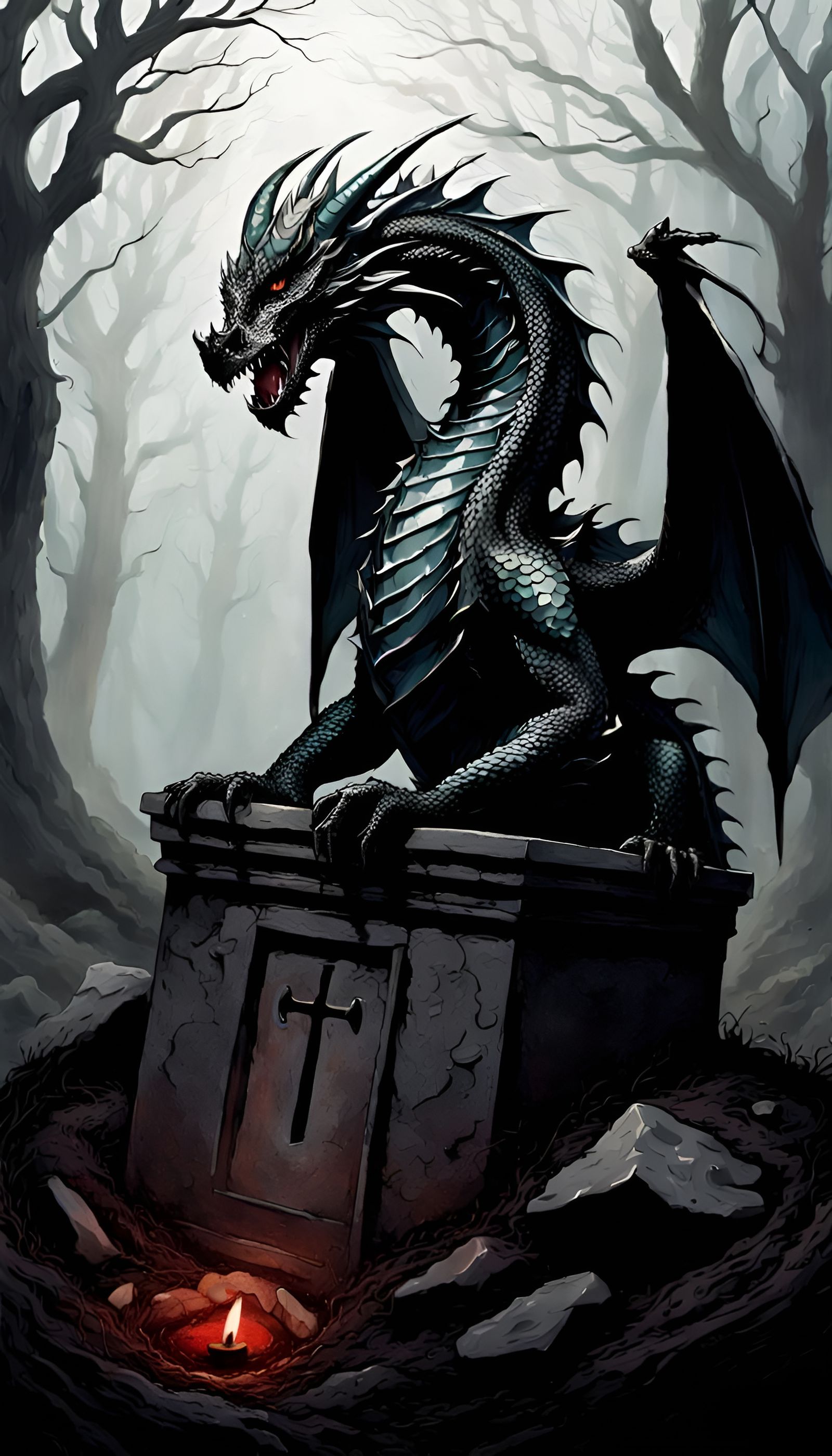 Surreal Scene: Digging a Grave of Despair