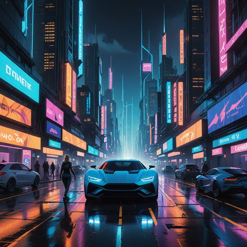 Neon Metropolis in Cyberpunk Style