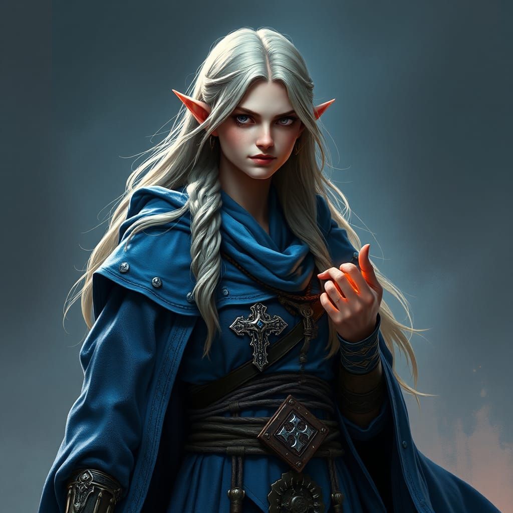 High-Elf Female Cleric in Detailed Matte Painting