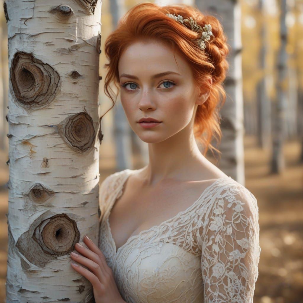 Woman with Red Hair in Oil Painting