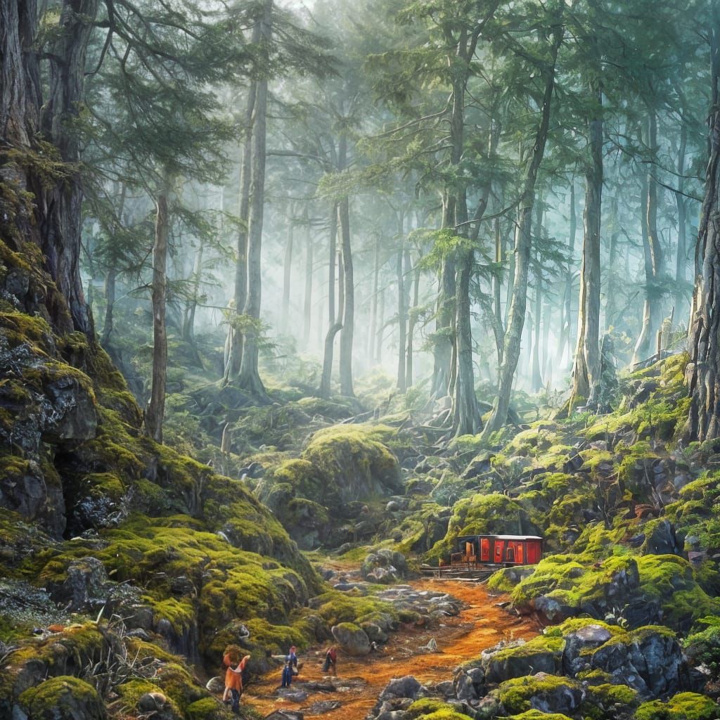 Pumpkin House in Forest, Fantasy Oil Painting