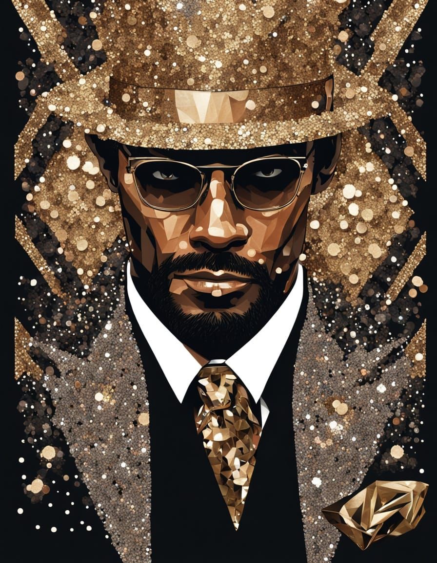 Man in Shimmering Art Deco Tuxedo with Sequins