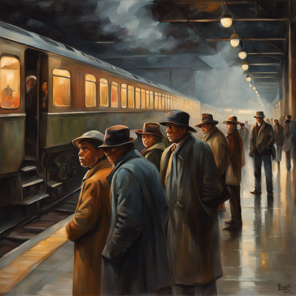 Misty Morning at a Train Station in Realist Style