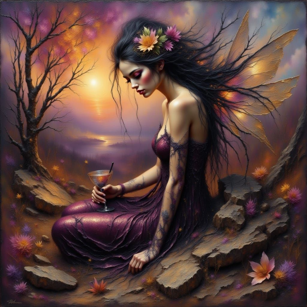 Surreal Fairy Portrait in Impasto Paint Style